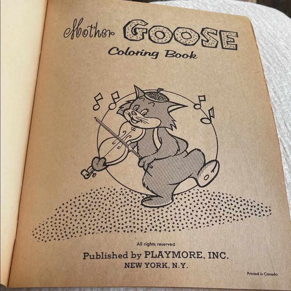 Vintage 1975 Mother Goose Coloring Book Playmore Unused NOS